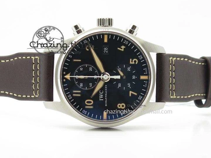 MIROTIME 0601 Pilot Chrono SS IW387808 CF3 ZF 1:1 Best Edition On Brown Leather Strap A Soft 7328